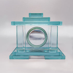 1970s Astonishing Table Clock by Omodomo in Crystal. Made in Italy Madinteriorart by Maden