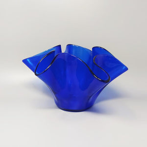 1970s Blue Vase "Fazzoletto" by Dogi in Murano Glass. Made in Italy Madinteriorart by Maden