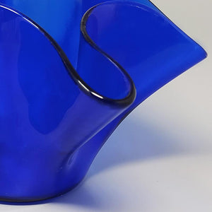 1970s Blue Vase "Fazzoletto" by Dogi in Murano Glass. Made in Italy Madinteriorart by Maden