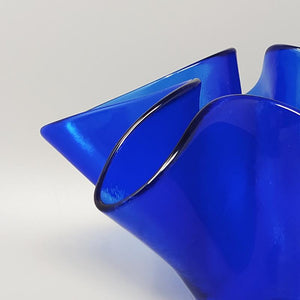 1970s Blue Vase "Fazzoletto" by Dogi in Murano Glass. Made in Italy Madinteriorart by Maden