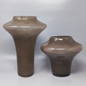 1970s Gorgeous Beige Pair of Vases in Murano Glass by Dogi. Made in Italy Madinteriorart by Maden