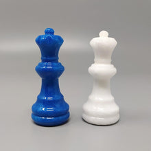 Load image into Gallery viewer, 1970s Gorgeous Blue and White Chess Set in Volterra Alabaster Handmade. Made in Italy Madinteriorart by Maden
