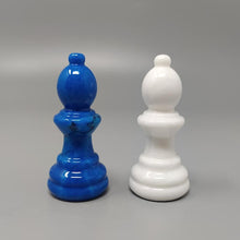 Load image into Gallery viewer, 1970s Gorgeous Blue and White Chess Set in Volterra Alabaster Handmade. Made in Italy Madinteriorart by Maden
