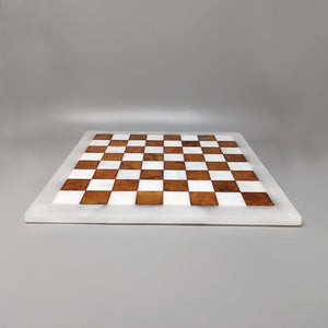 1970s Gorgeous Brown and White Chess Set in Volterra Alabaster Handmade Made in Italy Madinteriorart by Maden