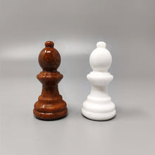 Load image into Gallery viewer, 1970s Gorgeous Brown and White Chess Set in Volterra Alabaster Handmade Made in Italy Madinteriorart by Maden
