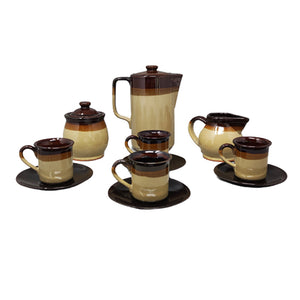 1970s Gorgeous Brown Coffee Set in Faenza Ceramic. Handmade Made in Italy Madinteriorartshop by Maden