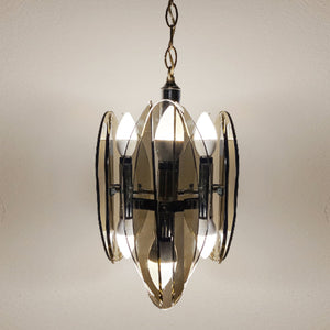 1970s Gorgeous Chandelier from Veca in Murano Smoked Glass. Made in Italy Madinteriorart by Maden