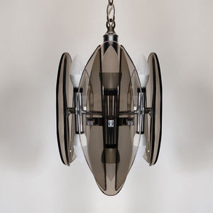 1970s Gorgeous Chandelier from Veca in Murano Smoked Glass. Made in Italy Madinteriorart by Maden