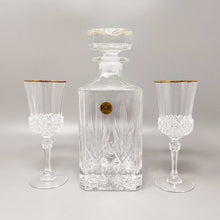 Load image into Gallery viewer, 1970s Gorgeous Crystal Decanter with 2 Crystal Glasses by RCR. Made in Italy Madinteriorart by Maden
