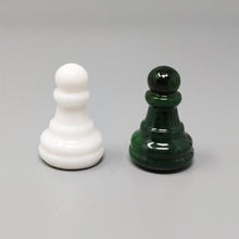 Load image into Gallery viewer, 1970s Gorgeous Green and White Chess Set in Volterra Alabaster Handmade Made in Italy Madinteriorart by Maden
