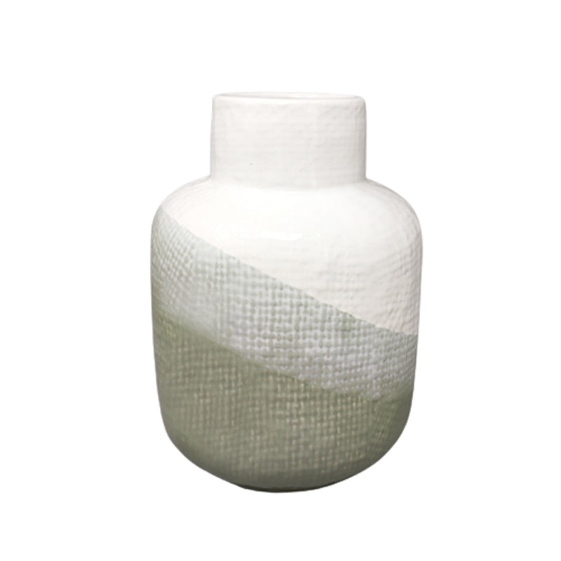1970s Gorgeous Green And White Vase in Ceramic by F.lli Brambilla. Made in Italy Madinteriorartshop by Maden