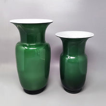 Load image into Gallery viewer, 1970s Gorgeous Green Pair of Vases in Murano Glass by Carlo Nason. Made in Italy Madinteriorart by Maden

