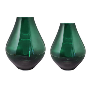 1970s Gorgeous Green Pair of Vases in Murano Glass by Dogi. Made in Italy Madinteriorart by Maden