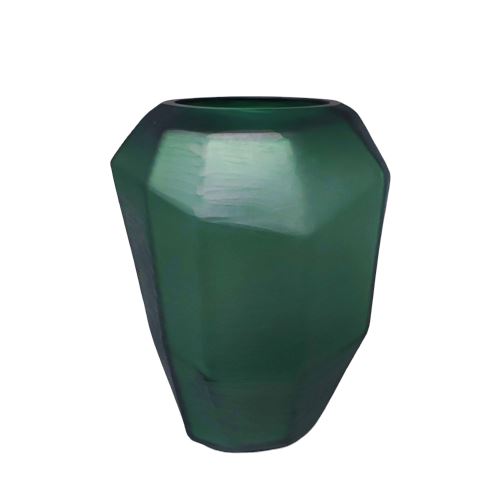 1970s Gorgeous Green Polyedric Vase by Dogi in Murano Glass. Made in Italy Madinteriorart by Maden