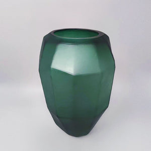 1970s Gorgeous Green Polyedric Vase by Dogi in Murano Glass. Made in Italy Madinteriorart by Maden