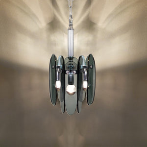1970s Gorgeous Grey Smoked Chandelier by Veca in Murano Glass. Made in Italy Madinteriorart by Maden