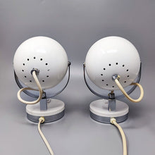 Load image into Gallery viewer, 1970s Gorgeous Pair of White Eyeball Table Lamps by Veneta Lumi. Made in Italy Madinteriorart by Maden
