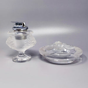 1970s Gorgeous Smoking Set by Lalique. Signed on The Bottom. Made in France Madinteriorart by Maden