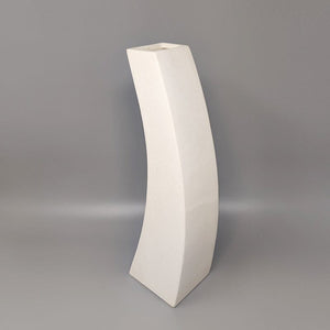 1970s Gorgeous White Space Age Vase in Ceramic by Franco Pozzi. Made in Italy Madinteriorartshop by Maden