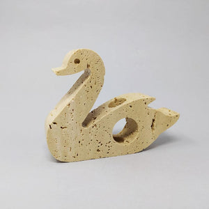1970s Original Rare Travertine Swan Sculpture designed by Enzo Mari for F.lli Mannelli. Made in Italy Madinteriorart by Maden