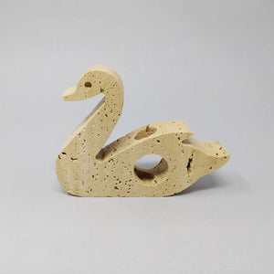 1970s Original Rare Travertine Swan Sculpture designed by Enzo Mari for F.lli Mannelli. Made in Italy Madinteriorart by Maden