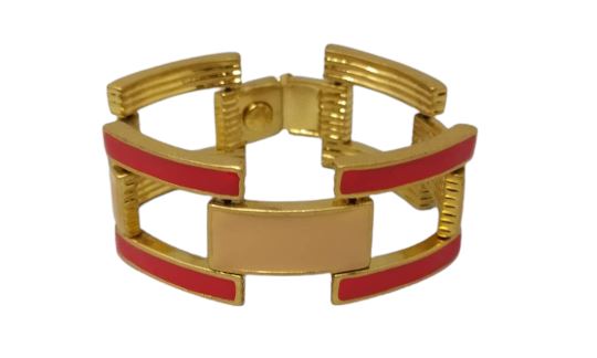 1970s Original Red and Antique Pink Bracelet signed J.Crew Madinteriorartshop by Maden