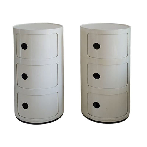 1970s Pair of vintage White Plastic Modular Cabinets by Anna Castelli Ferrieri for Kartell. Made in Italy Madinteriorart by Maden