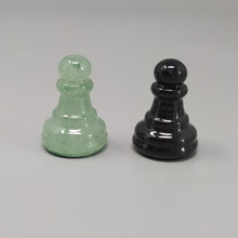 Load image into Gallery viewer, 1970s Stunning Black and Green Chess Set in Volterra Alabaster Handmade Made in Italy Madinteriorart by Maden
