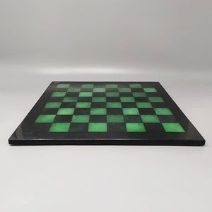 1970s Stunning Black and Green Chess Set in Volterra Alabaster Handmade Made in Italy Madinteriorart by Maden