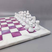Load image into Gallery viewer, 1970s Stunning Pink and White Chess Set in Volterra Alabaster Handmade Made in Italy Madinteriorart by Maden
