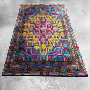 1980s Gorgeous Geometric Italian Woolen Rug by Missoni for T&J Vestor Madinteriorart by Maden