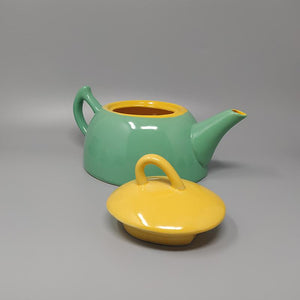 1980s Gorgeous Green and Yellow Tea Set/Coffee Set in Ceramic by Naj Oleari. Made in Italy Madinteriorartshop by Maden