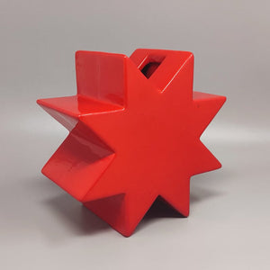 1980s Gorgeous Red Vase "Hsing" by Ettore Sottsass. Made in Italy Madinteriorart by Maden