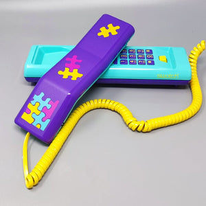 1980s Gorgeous Swatch Twin Phone "Puzzle" With The Original Box. Memphis Style Madinteriorartshop by Maden