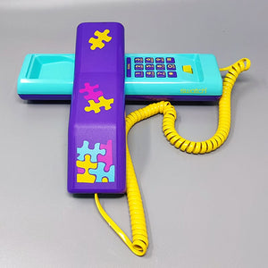 1980s Gorgeous Swatch Twin Phone "Puzzle" With The Original Box. Memphis Style Madinteriorartshop by Maden