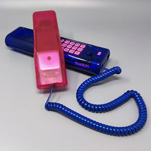 Load image into Gallery viewer, 1990s Gorgeous Pink and Blue Swatch Twin Phone &quot;Deluxe&quot; With The Original Box. Memphis Style Madinteriorartshop by Maden
