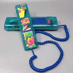 1990s Gorgeous Swatch Twin Phone "Deluxe" With The Original Box. Memphis Style Madinteriorartshop by Maden